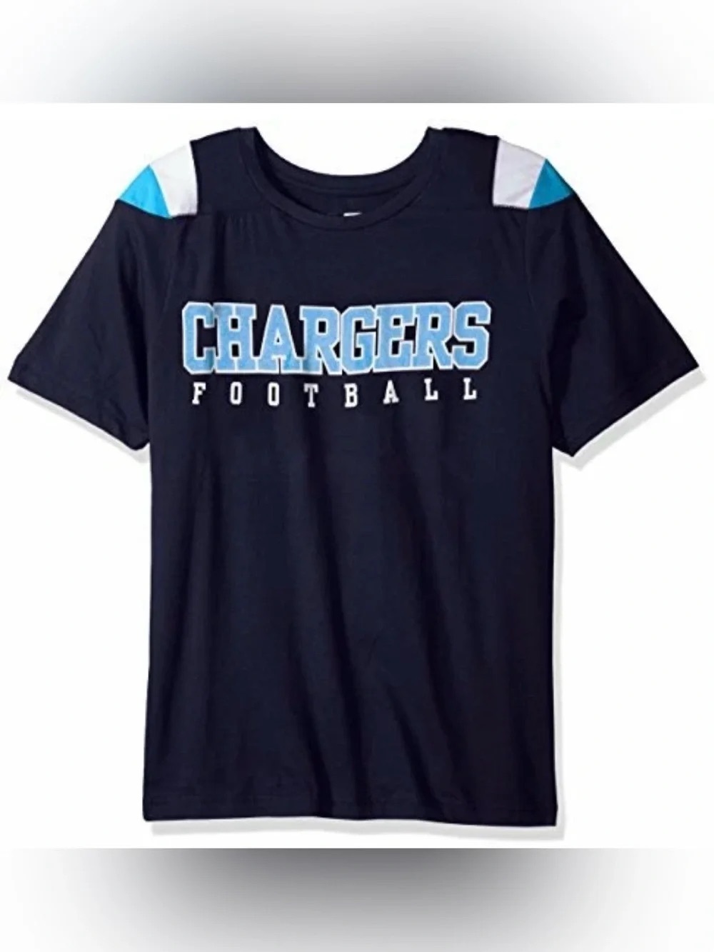 Team Apparel Navy Chargers Football Tee with Light Blue and White Accents